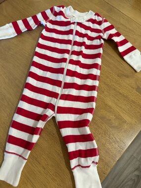 Hanna Andersson Red And White Striped Footless Sleeper 3/6 Months